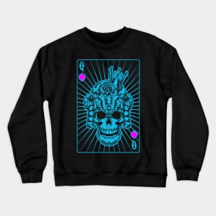 Queen of Spades Blue Skull Crewneck Sweatshirt